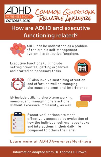 How are ADHD and executive functioning related: INfographic